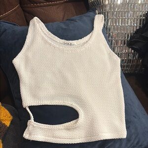 White Knit Sleeveless Top